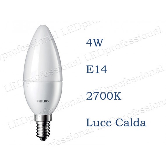 lampadina LED Philips 4w E14 luce calda Smerigliata