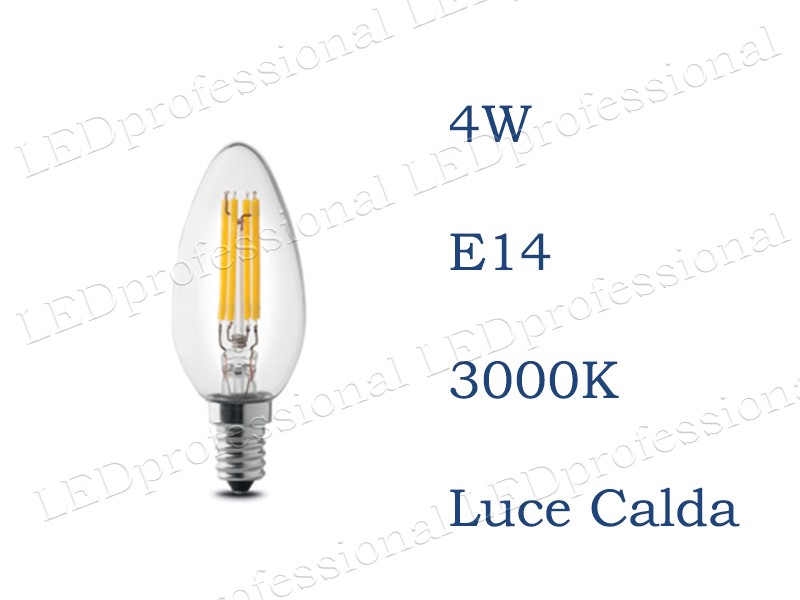 Lampadina led E14 3000K luce calda 8W C37-08C