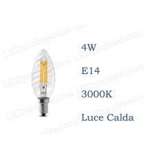 Lampadina LED Wiva filamento 4w E14 luce calda 3000k equivalente a 35w Tortiglione Chiara