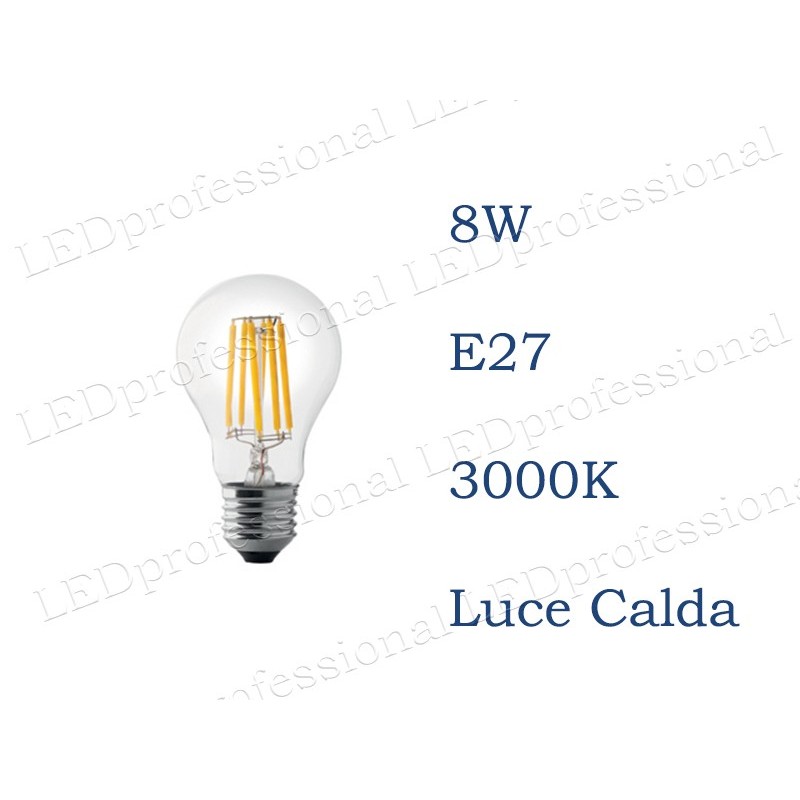 lampadina LED Wiva 8W E27 luce calda Goccia Chiara