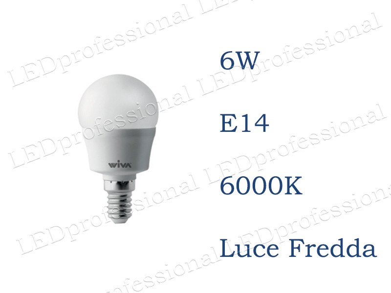 lampadina LED Wiva 6W E14 luce fredda Sfera Opale