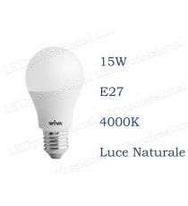 Lampadina LED Wiva 15w E27 luce naturale 4000k equivalente a 100w Goccia Opale