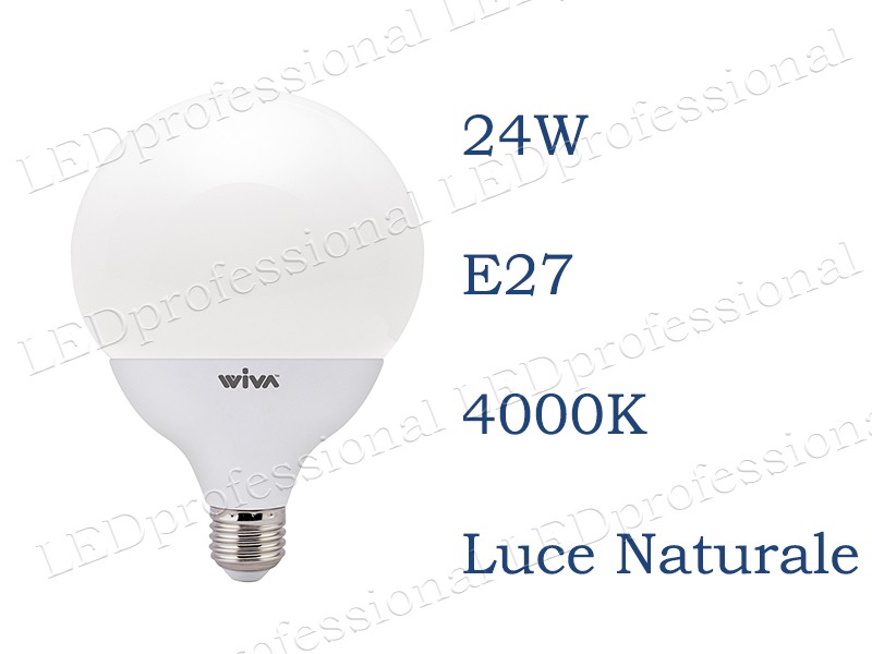 lampadina LED Wiva 24W E27 luce naturale Globo Opale