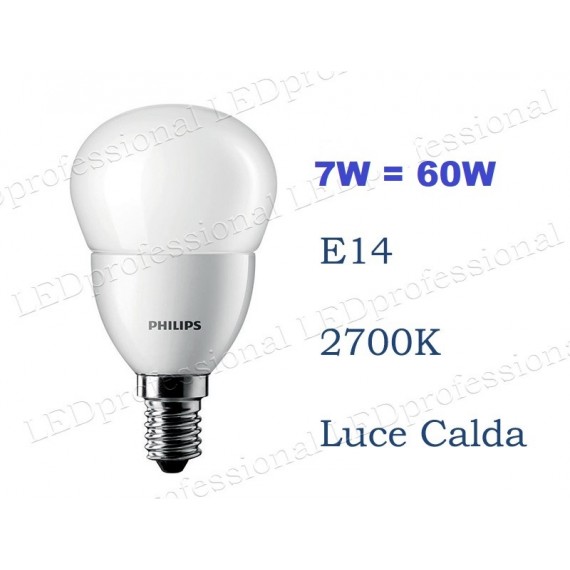 Lampadina Philips Corepro LED Luster 7w E14 luce calda 2700k equivalente a 60w Sfera