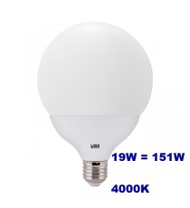 Lampadina LED Wiva 19w E27 luce naturale 4000k equivalente a 151w Globo Opale