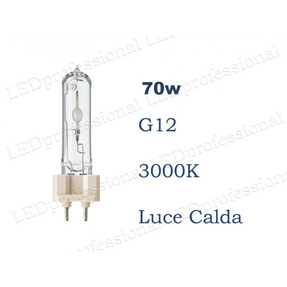 Lampada Philips CDM-T 70w G12 3000k luce calda 930 ELITET70930