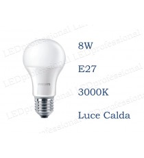 Lampadina LED Philips 8w E27 luce calda 3000k corepro equivalente a 60w Goccia