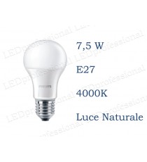 Lampadina LED Philips 7,5w E27 luce naturale 4000k corepro equivalente a 60w Goccia