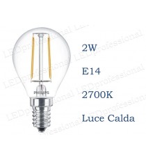 Lampadina LED Philips 2w E14 luce calda 2700k classic equivalente a 25w Sfera Chiara
