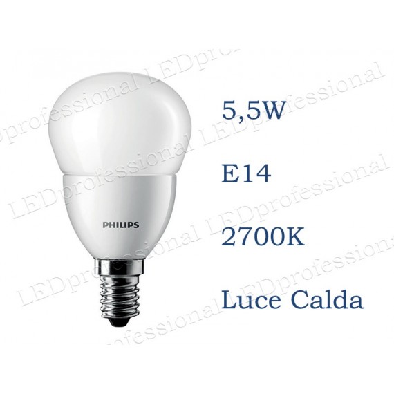 lampadina LED Philips 5,5w E14 luce calda