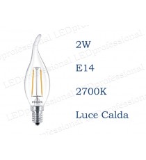 Lampadina Philips Classic LEDcandle 2w E14 luce calda 2700k equivalente a 25w Colpo di vento Chiara