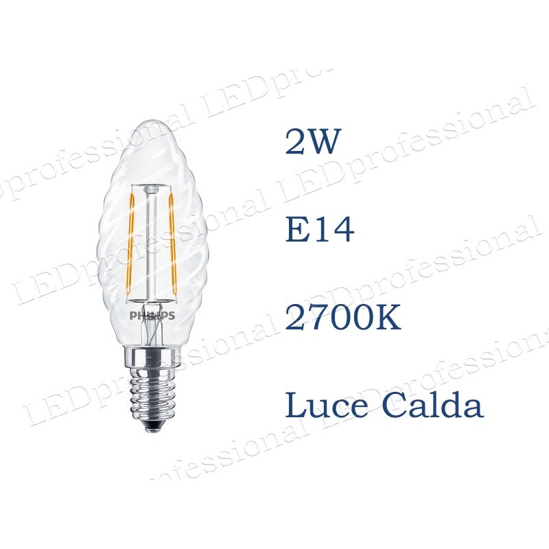 lampadina LED Philips 2w E14 luce calda