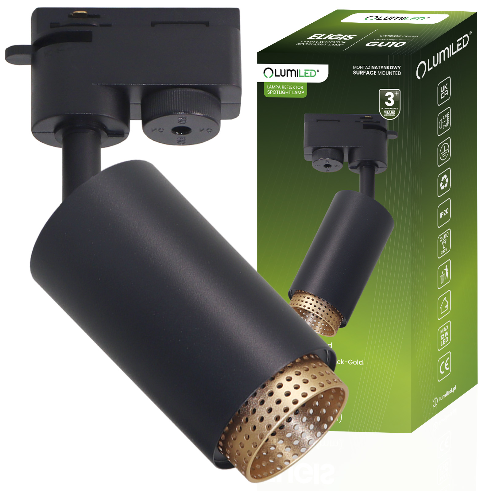 a binario GU10 nero ELIGIS Lampada per binario monofase LUMILED