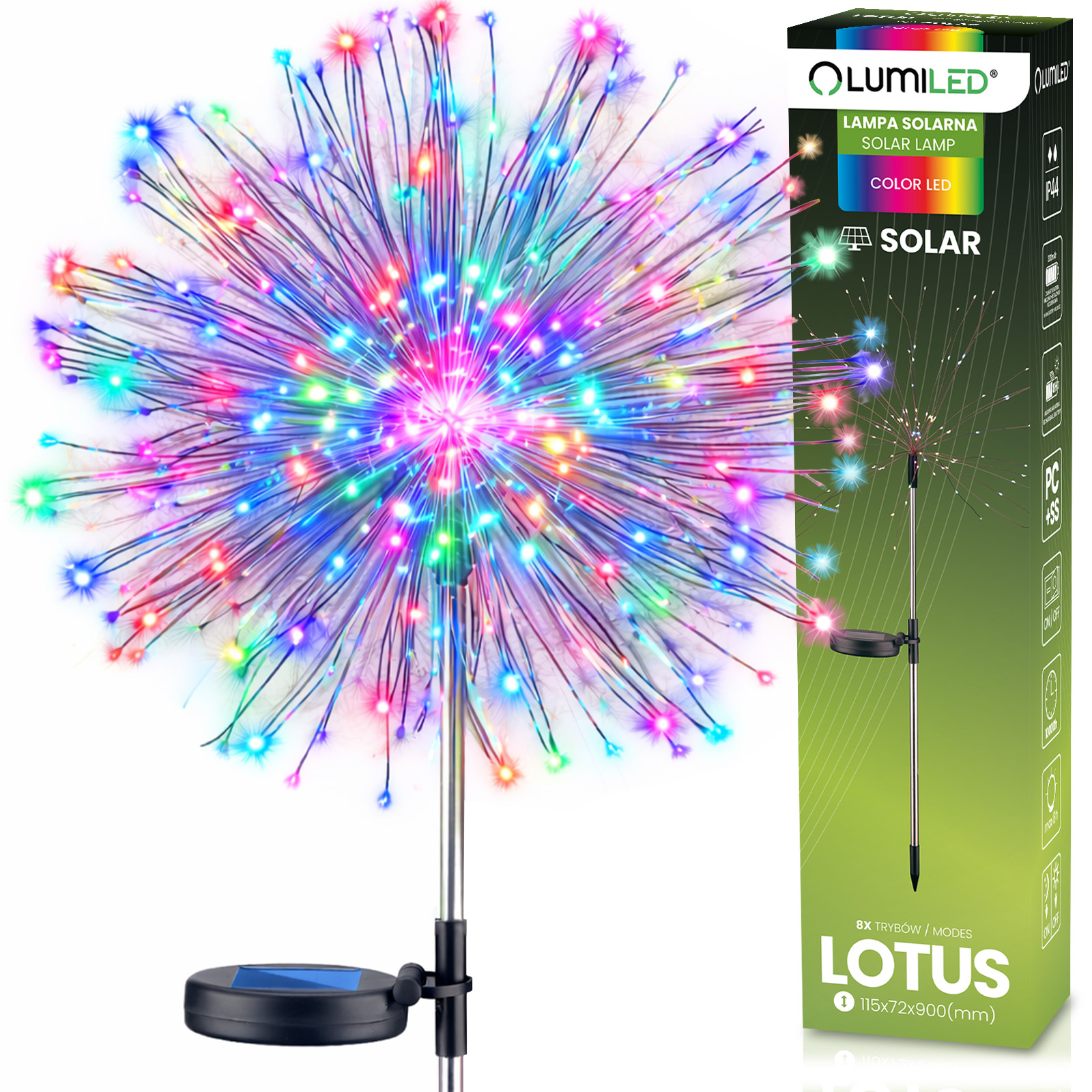 Lampada ad energia solare da giardino LED LOTUS a picchetto decorativa tarassaco fuochi d'artificio RGB LUMILED