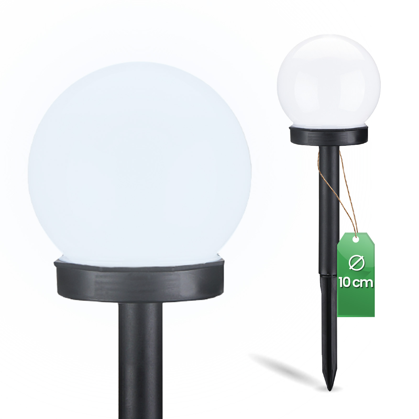Lampada ad energia solare da giardino LED ATRIS con picchetto bianca Sfera 10cm LUMILED Lampada ad energia solare da giardino LED ATRIS con picchetto bianca Sfera 10cm LUMILED