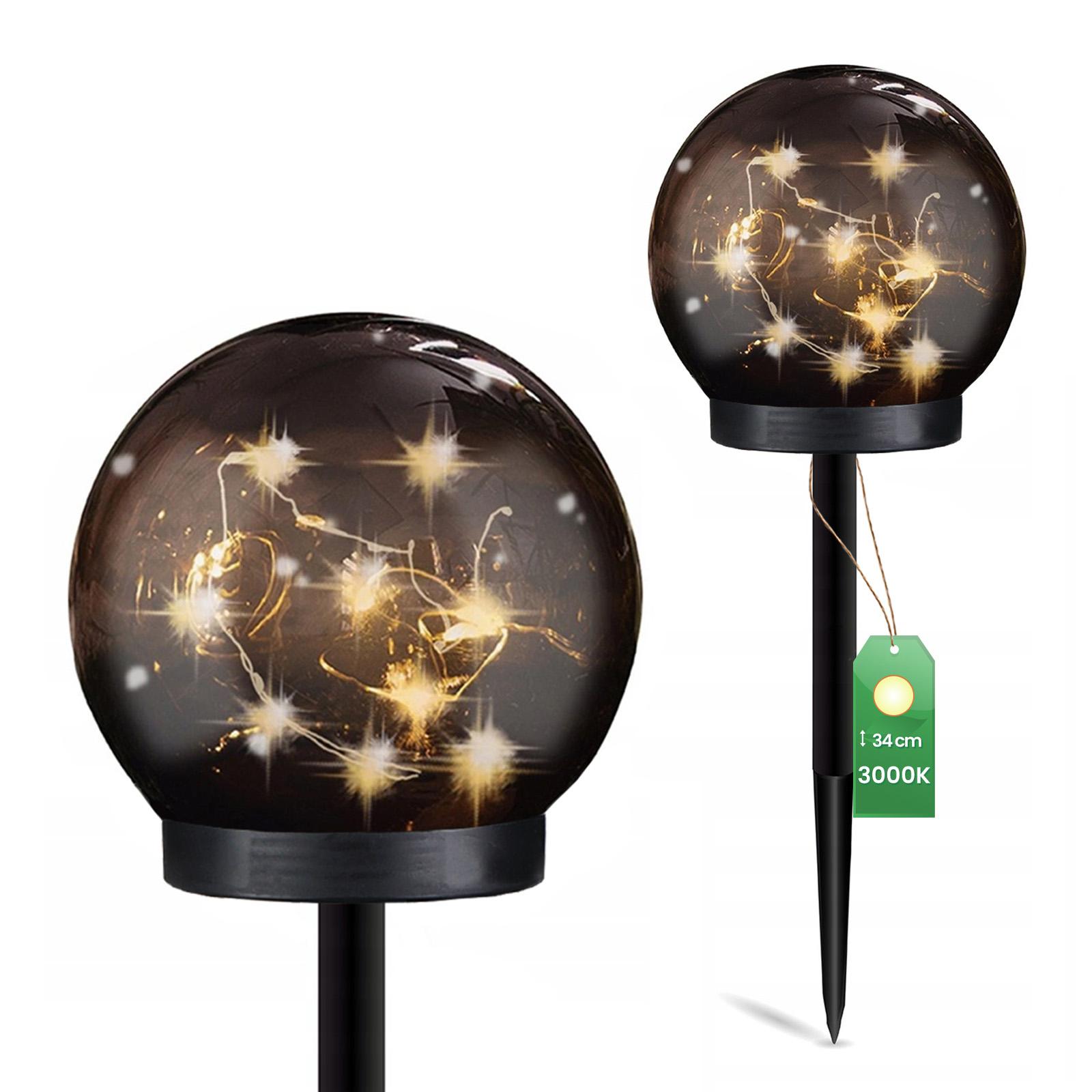 Lampada ad energia solare da giardino LED 3000K IP44 10cm a picchetto Sfera decorativa fumé GLORIS LUMILED